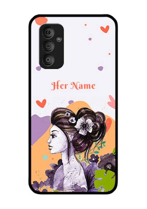 Galaxy F23 Personalized Glass Phone Case - Woman And Nature Design