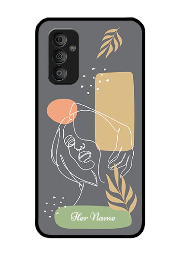 Galaxy F23 Custom Glass Phone Case - Gazing Woman line art Design