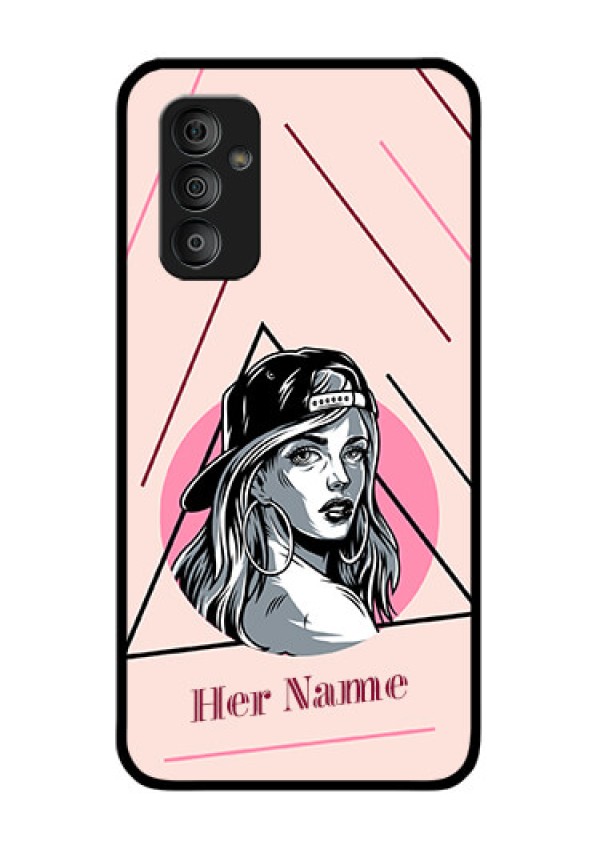 Galaxy F23 Personalized Glass Phone Case - Rockstar Girl Design