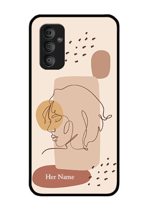 Galaxy F23 Photo Printing on Glass Case - Calm Woman line art Design