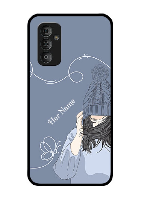 Galaxy F23 Custom Glass Mobile Case - Girl in winter outfit Design