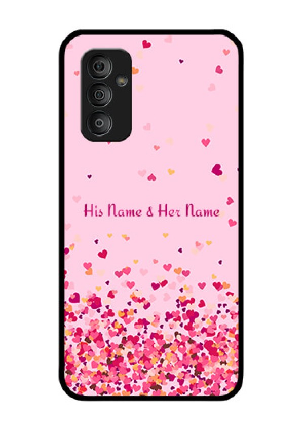 Galaxy F23 Photo Printing on Glass Case - Floating Hearts Design