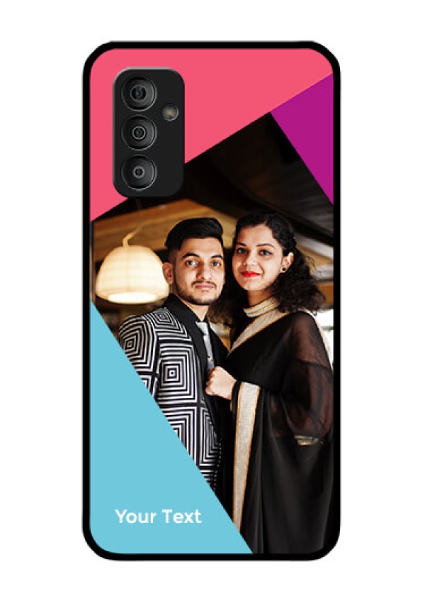 Galaxy F23 Custom Glass Mobile Case - Stacked Triple colour Design