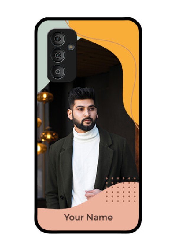 Galaxy F23 Personalized Glass Phone Case - Tri-coloured overlay design