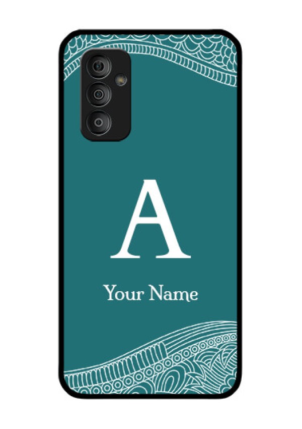 Galaxy F23 Personalized Glass Phone Case - line art pattern with custom name Design