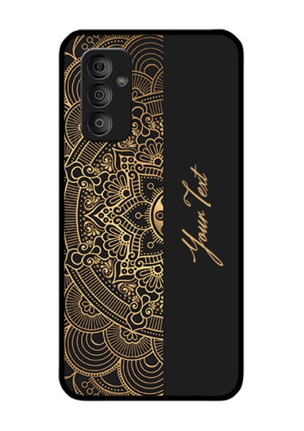 Galaxy F23 Photo Printing on Glass Case - Mandala art with custom text Design