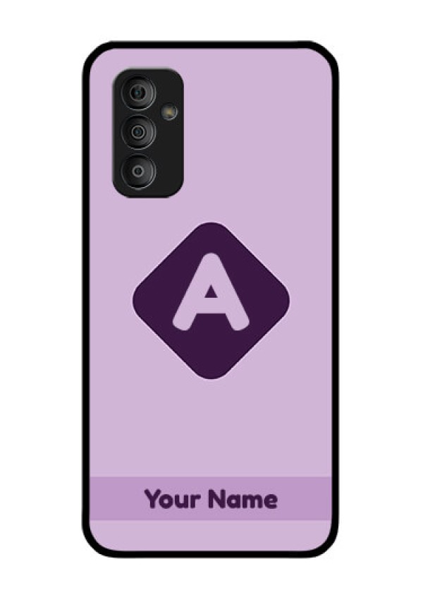 Galaxy F23 Custom Glass Mobile Case - Custom Letter in curved badge Design
