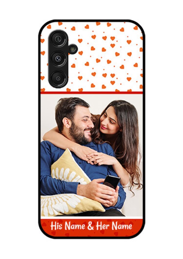 Galaxy F34 5G Custom Glass Phone Case - Orange Love Symbol Design