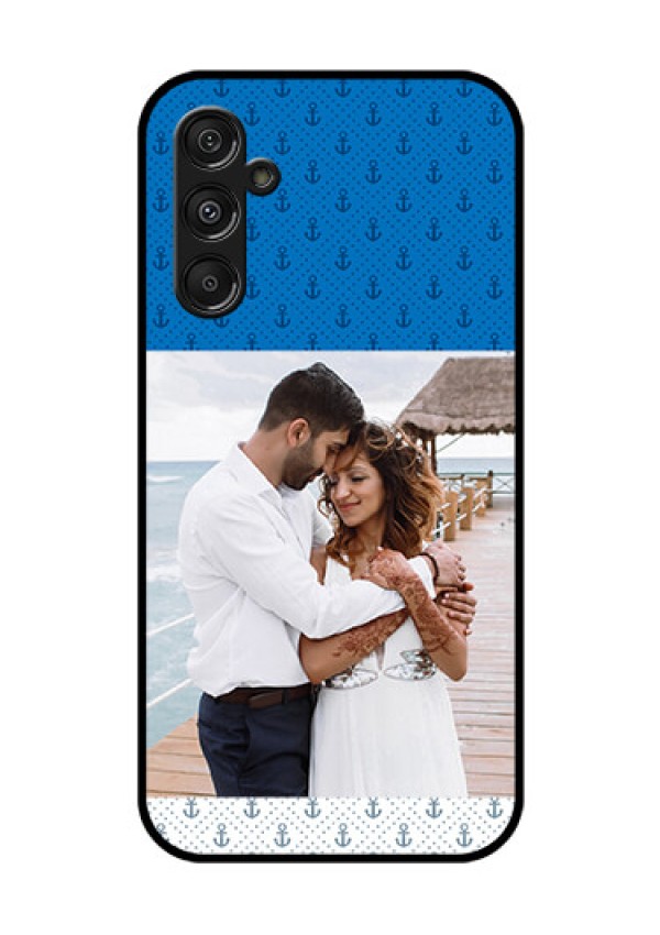 Galaxy F34 5G Custom Glass Phone Case - Blue Anchors Design