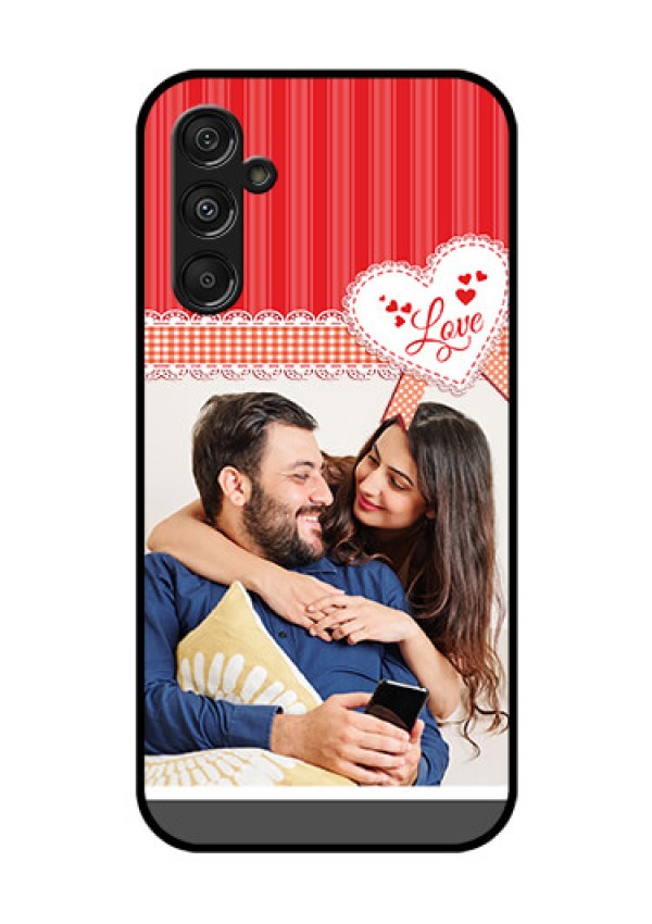 Galaxy F34 5G Custom Glass Phone Case - Red Love Pattern Design