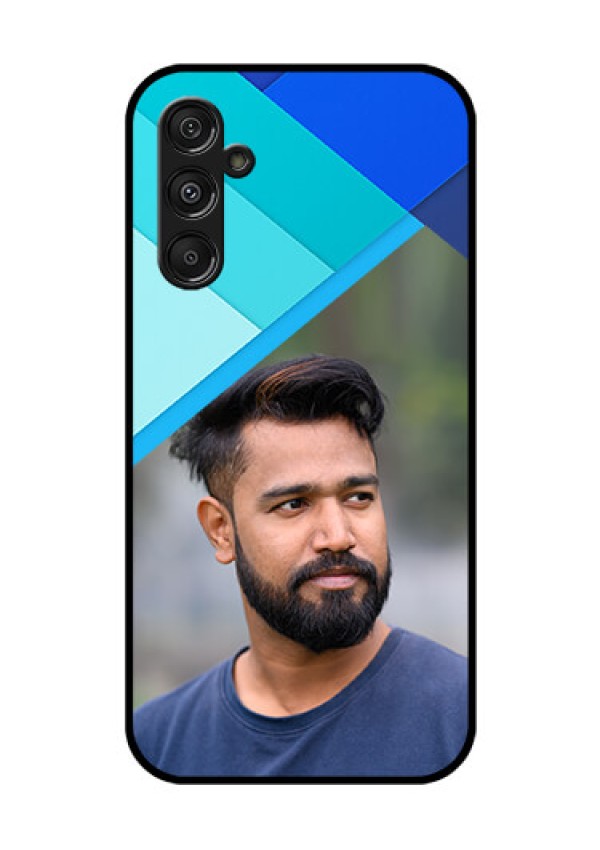 Galaxy F34 5G Custom Glass Phone Case - Blue Pattern Design