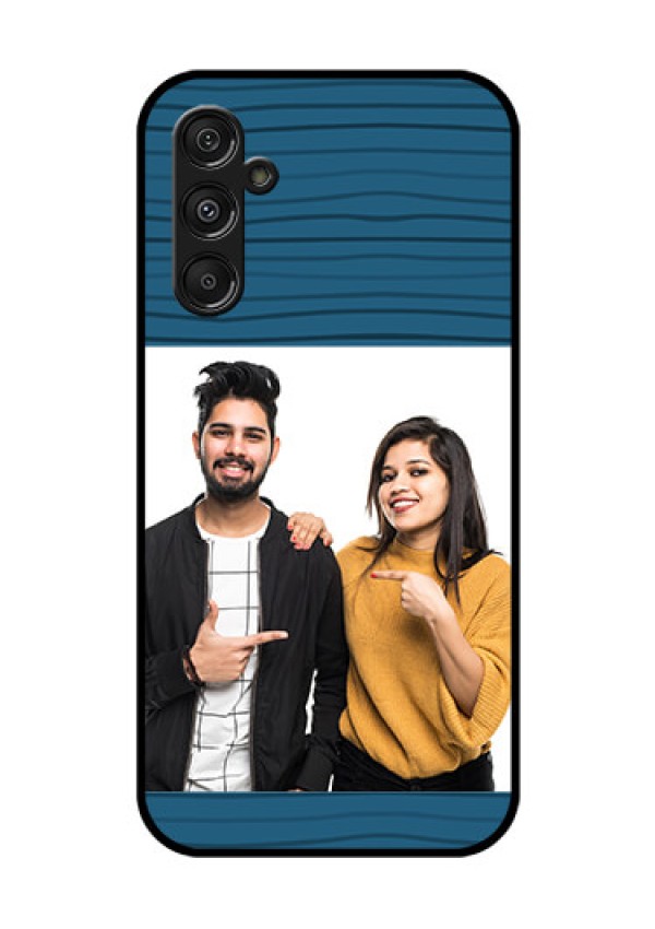 Galaxy F34 5G Custom Glass Phone Case - Blue Pattern Cover Design