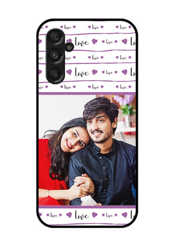 Galaxy F34 5G Custom Glass Phone Case - Couples Heart Design