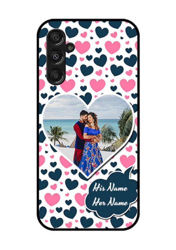 Galaxy F34 5G Custom Glass Phone Case - Pink & Blue Heart Design