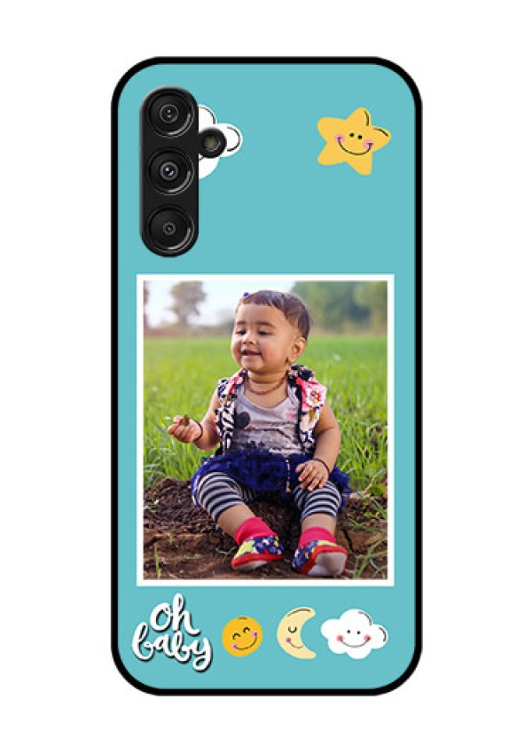 Galaxy F34 5G Custom Glass Phone Case - Smiley Kids Stars Design