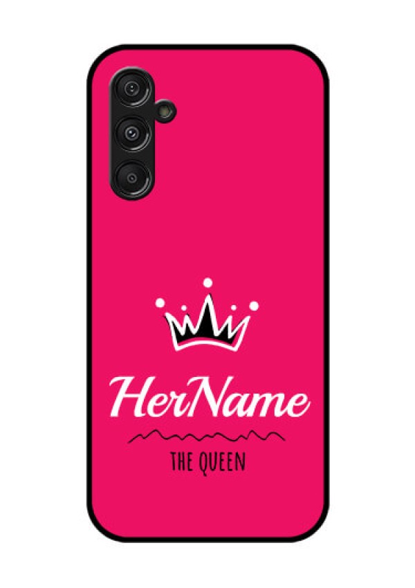 Galaxy F34 5G Custom Glass Phone Case - Queen With Name Design