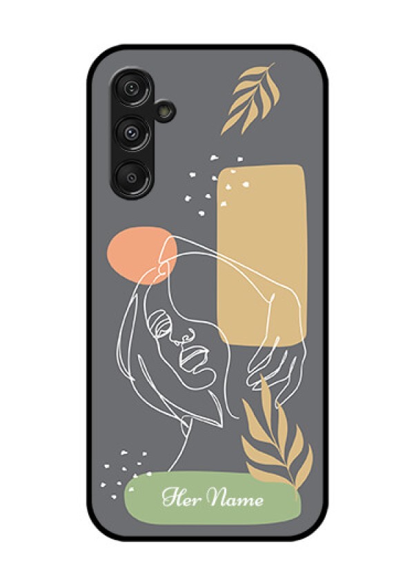Galaxy F34 5G Custom Glass Phone Case - Gazing Woman Line Art Design