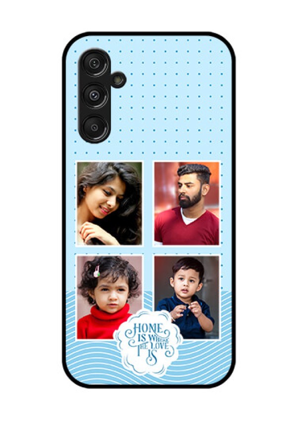 Galaxy F34 5G Custom Glass Phone Case - Cute Love Quote With 4 Pic Upload Design