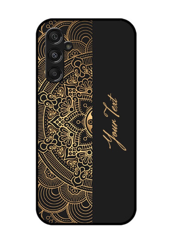Galaxy F34 5G Custom Glass Phone Case - Mandala Art With Custom Text Design