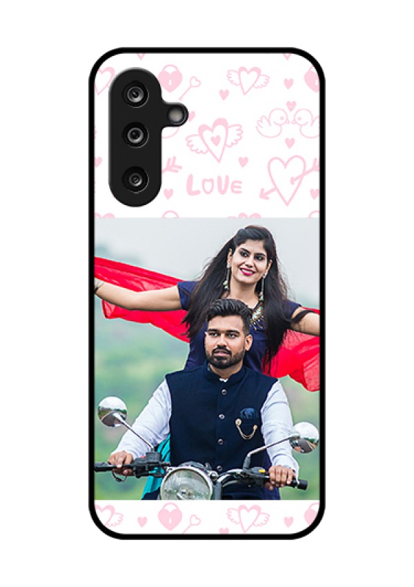 Samsung Galaxy F36 5G Custom Glass Phone Case - Pink Flying Heart Design