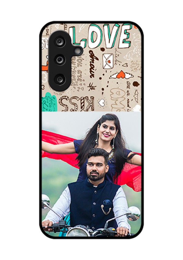 Samsung Galaxy F36 5G Custom Glass Phone Case - Love Doodle Pattern