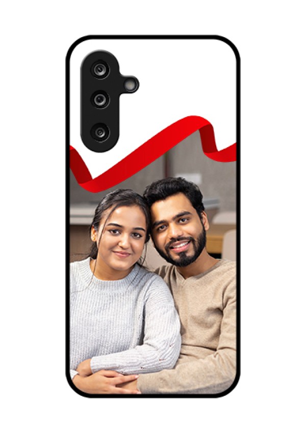 Samsung Galaxy F36 5G Custom Glass Phone Case - Red Ribbon Frame Design