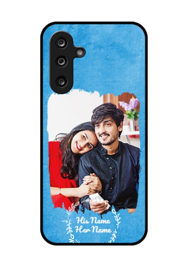 Samsung Galaxy F36 5G Custom Glass Phone Case - Blue Color Vintage Design