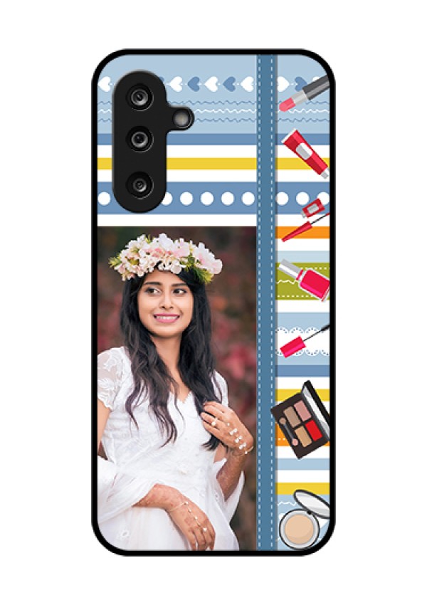 Samsung Galaxy F36 5G Custom Glass Phone Case - Makeup Icons Design
