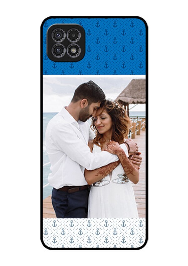 Galaxy F42 5G Photo Printing on Glass Case  - Blue Anchors Design