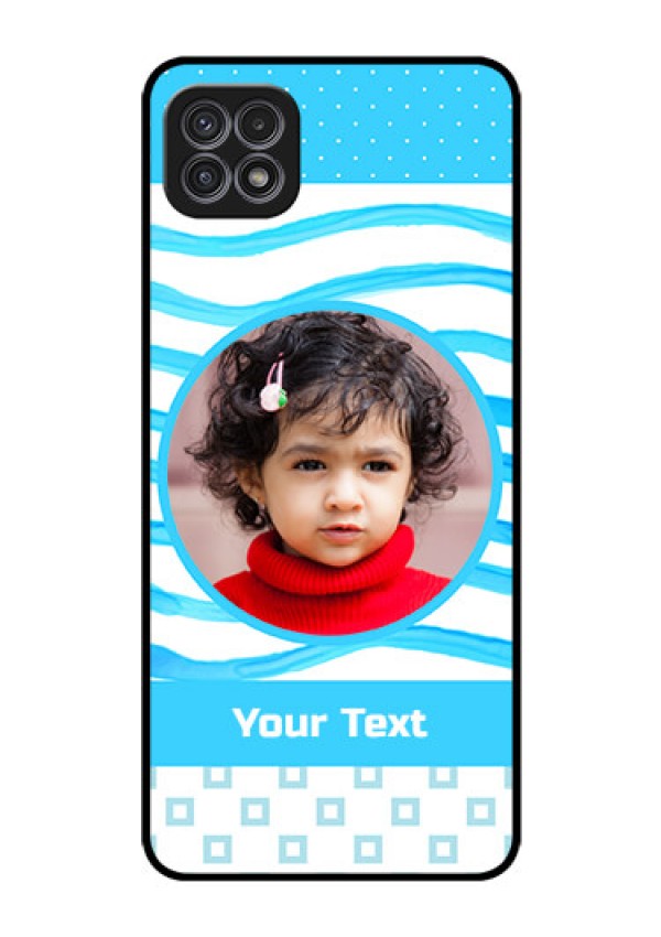 Galaxy F42 5G Custom Glass Phone Case  - Simple Blue Case Design