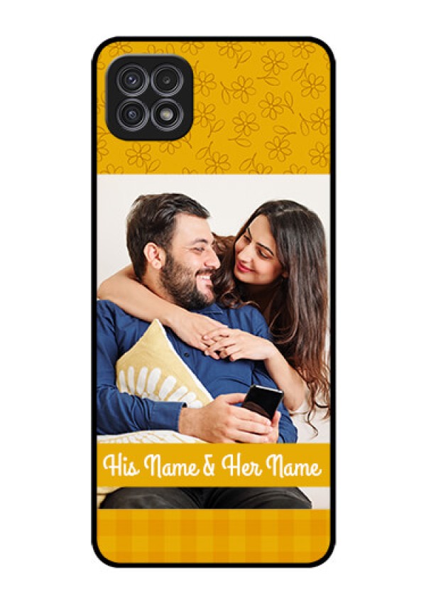 Galaxy F42 5G Custom Glass Mobile Case  - Yellow Floral Design