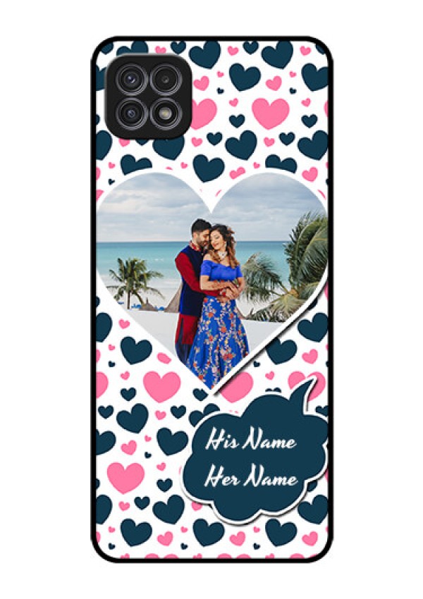 Galaxy F42 5G Custom Glass Phone Case  - Pink & Blue Heart Design