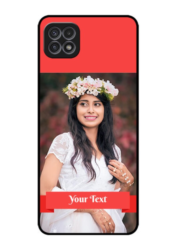 Galaxy F42 5G Custom Glass Phone Case  - Simple Red Color Design