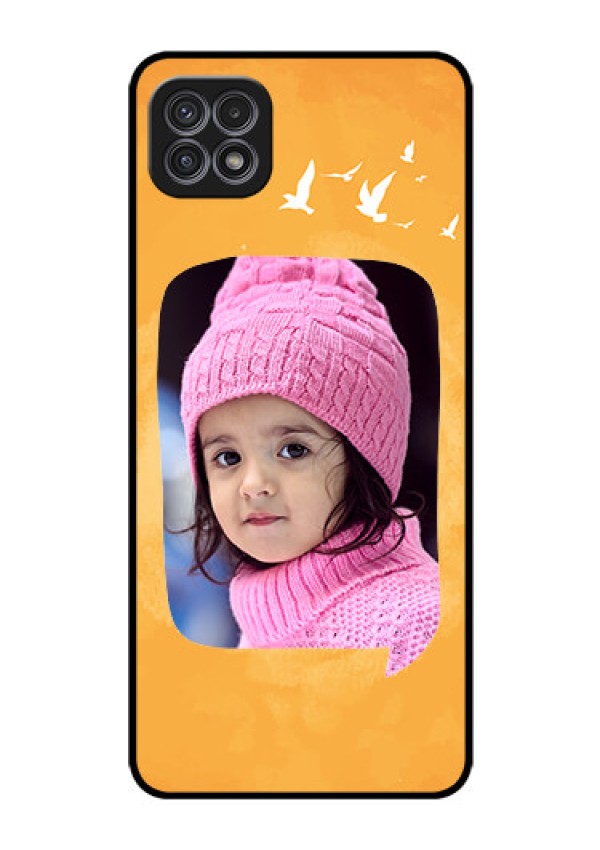 Galaxy F42 5G Personalized Glass Phone Case  - Water Color Design with Bird Icons