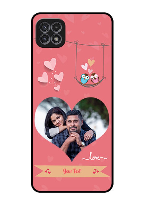 Galaxy F42 5G Personalized Glass Phone Case  - Peach Color Love Design 