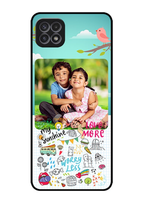Galaxy F42 5G Photo Printing on Glass Case  - Doodle love Design