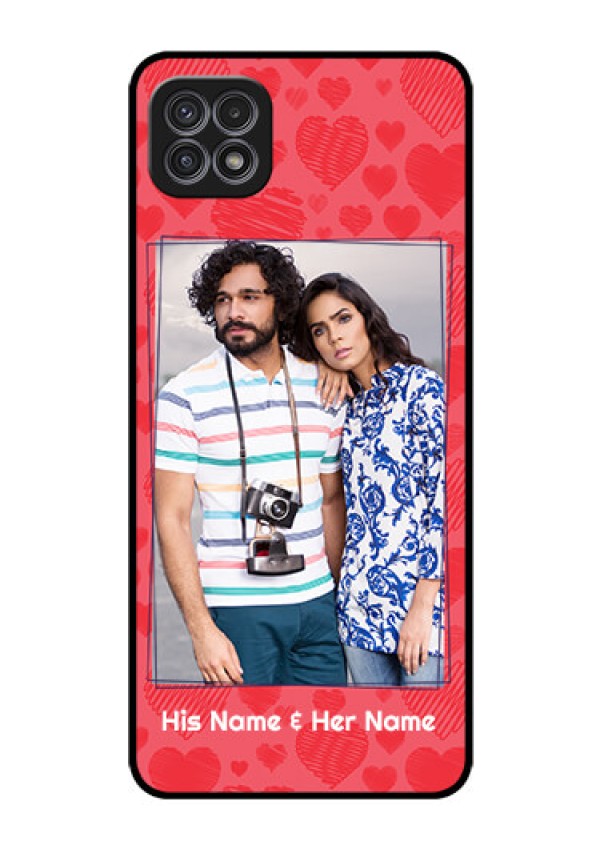 Galaxy F42 5G Photo Printing on Glass Case  - with Red Heart Symbols Design