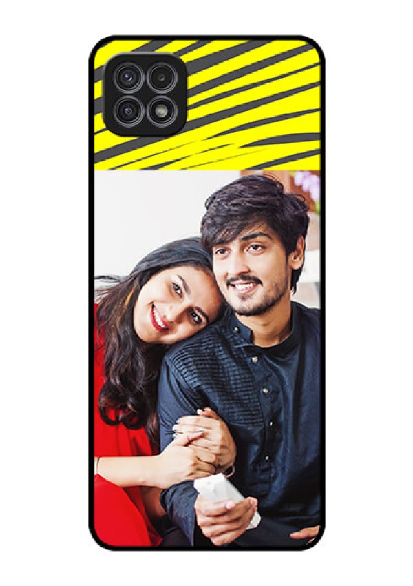 Galaxy F42 5G Photo Printing on Glass Case  - Yellow Abstract Design