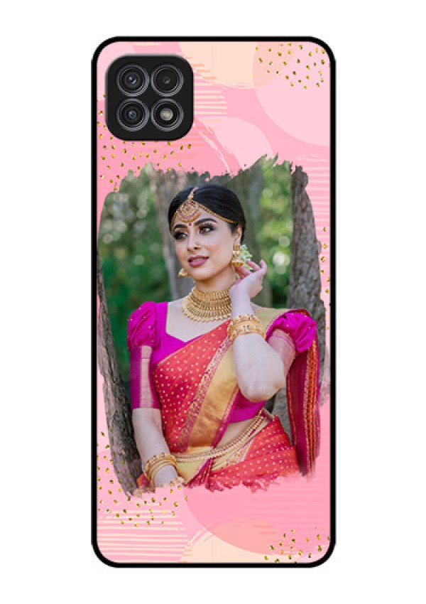 Galaxy F42 5G Personalized Glass Phone Case  - Gold Glitter Splash Design