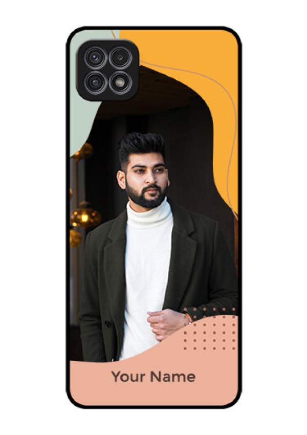 Galaxy F42 5G Personalized Glass Phone Case - Tri-coloured overlay design