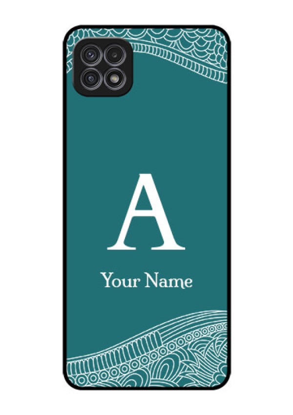 Galaxy F42 5G Personalized Glass Phone Case - line art pattern with custom name Design