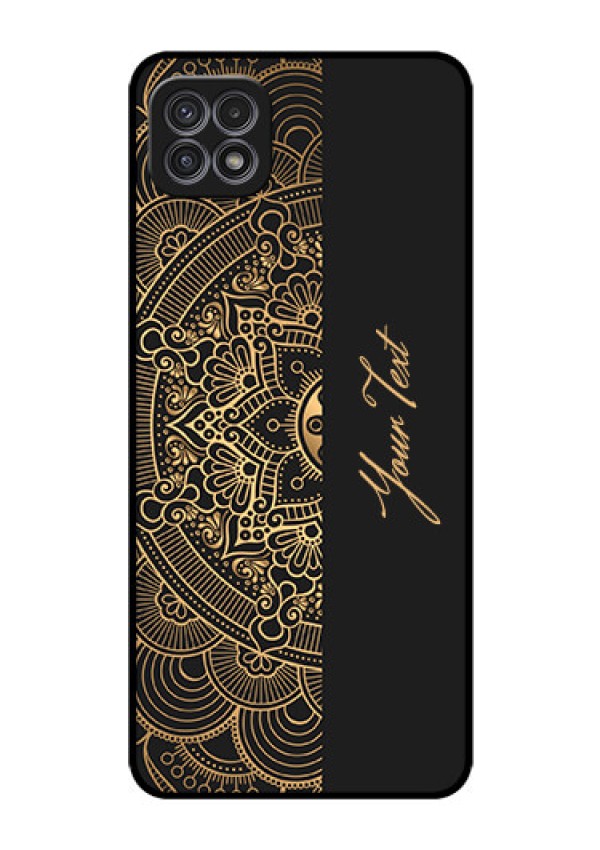 Galaxy F42 5G Photo Printing on Glass Case - Mandala art with custom text Design