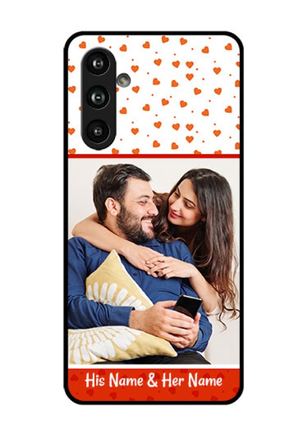 Samsung Galaxy F54 5G Custom Glass Phone Case - Orange Love Symbol Design
