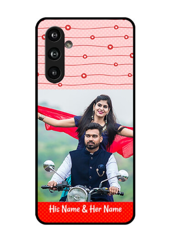 Samsung Galaxy F54 5G Custom Glass Phone Case - Red Pattern Case Design