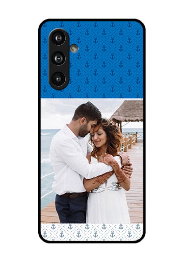 Samsung Galaxy F54 5G Custom Glass Phone Case - Blue Anchors Design