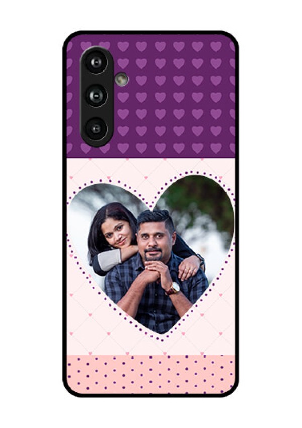 Samsung Galaxy F54 5G Custom Glass Phone Case - Violet Love Dots Design