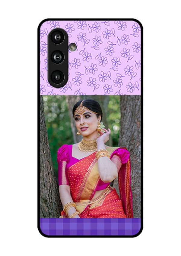 Samsung Galaxy F54 5G Custom Glass Phone Case - Purple Floral Design