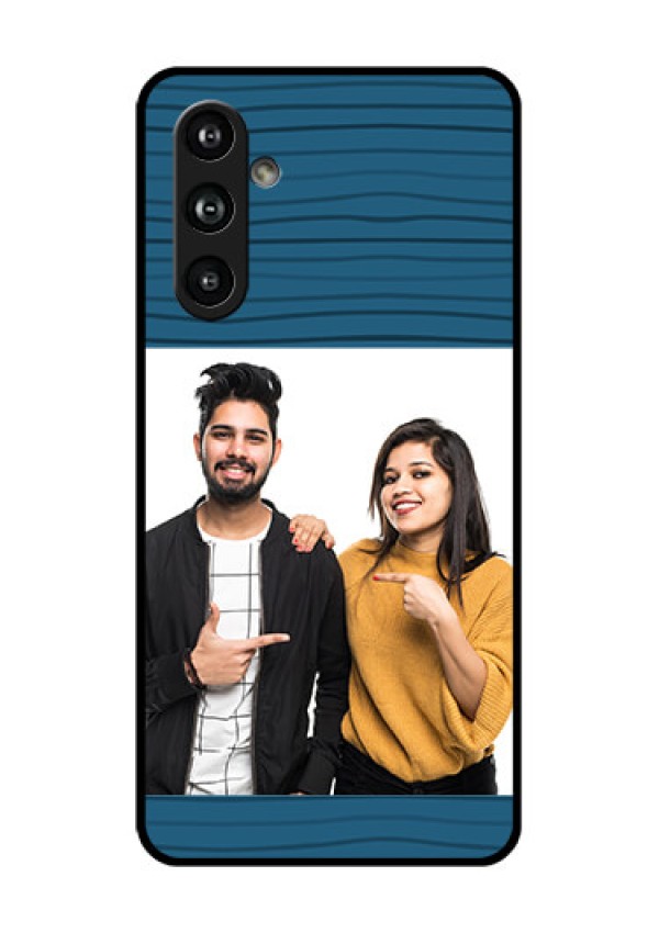 Samsung Galaxy F54 5G Custom Glass Phone Case - Blue Pattern Cover Design