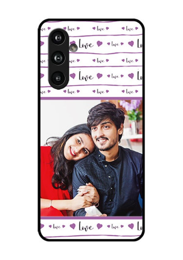 Samsung Galaxy F54 5G Custom Glass Phone Case - Couples Heart Design