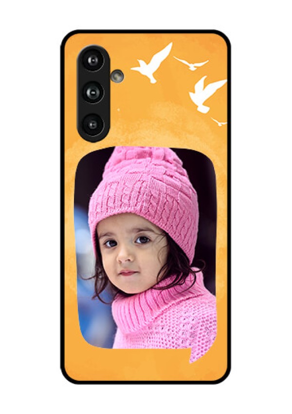 Samsung Galaxy F54 5G Custom Glass Phone Case - Water Color Design With Bird Icons